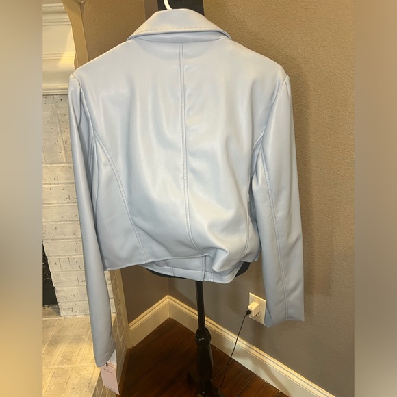 Motto Jacket Vegan Leather Powder Blue Size XL - Picture 3 of 10